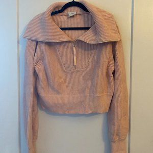 Varley Mentone Pink Half Zip Collared Sweater